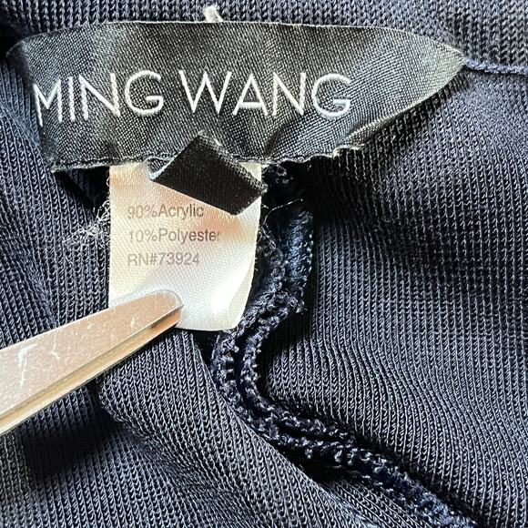 Ming Wang Pants Womens Large Blue Knit Pull On Straight Ankle High Rise Casual - Picture 7 of 11